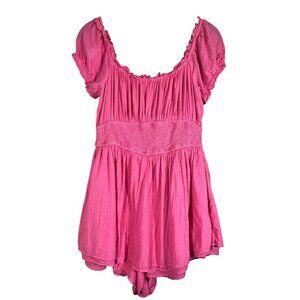Hollister Swiss Dot Romper L Pink Y2K Feminine Coquette Ruffle Babydoll Skort
